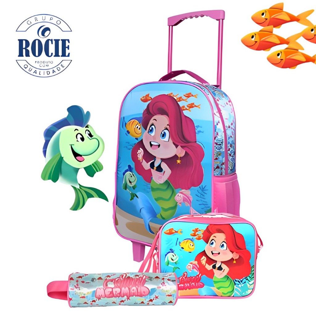 KIT MOCHILA SEREIA ARIEL 3 PEÇAS CARRINHO ROCIE WINTH
