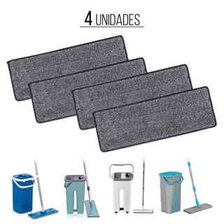 Refil Flat Mop Kit 4/2/1 Unidades Esfregão Vassoura Mágica Rodo Microfibra Reutilizável Mop Flat