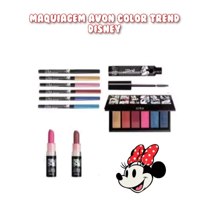 Linha de Maquiagem Avon Color Trend Minnie Disney, Batons, Máscara de Cílios, Delineador ...