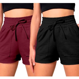 Bermuda Kit Duas Peças Esportivo Plus Size Alta Tendência Fashion Amapla Modeladora Bolso Sem Estampa Short Médio Promoção Conjunto Moletinho Calor Piscina Básico