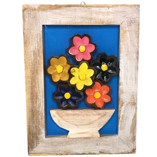 Quadrinho de flor de madeira pequeno para decoração de ambientes externos e internos promoção hoje