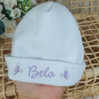 Touca Branca Rn Personalizada com nome do bebê