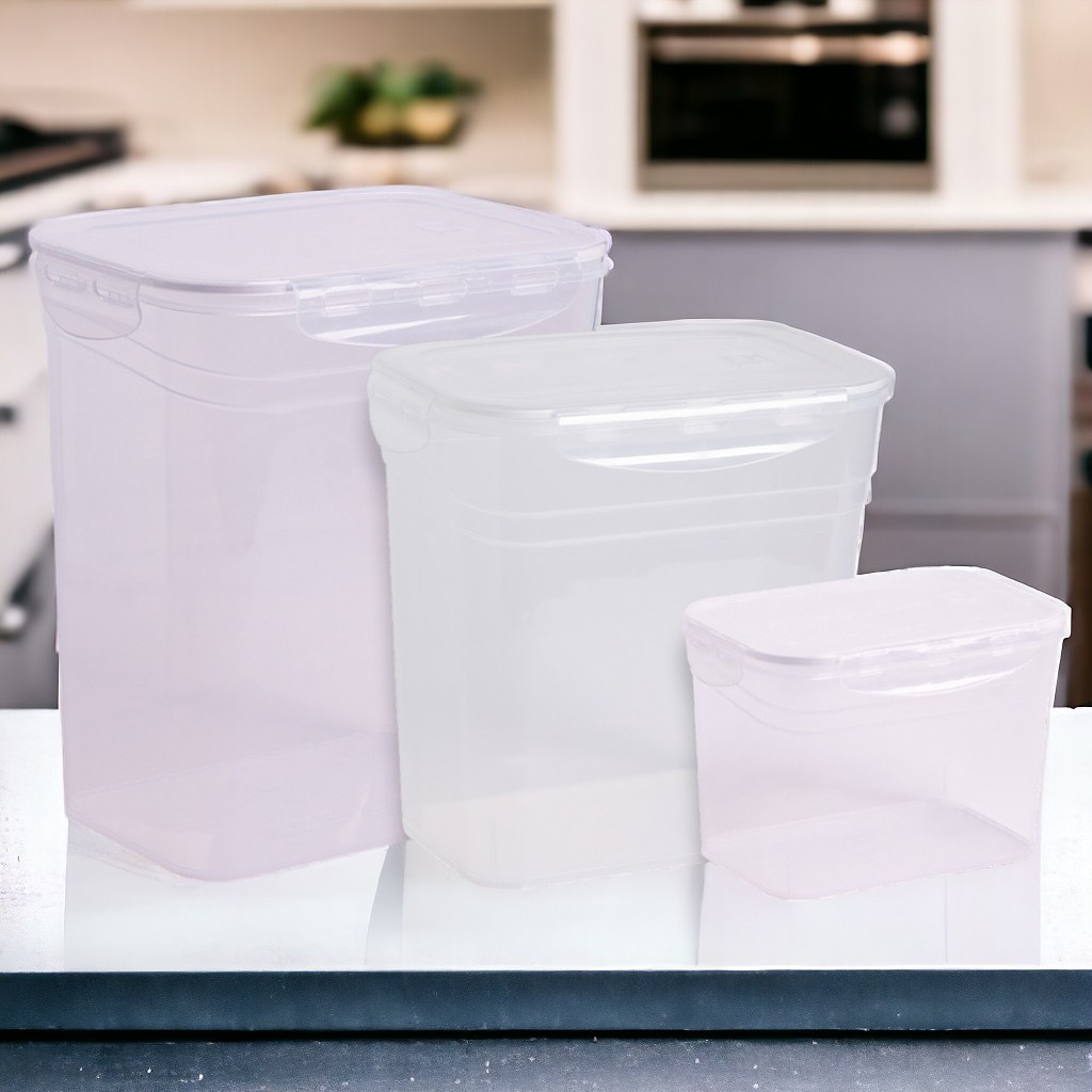 Kit 3 Marmitas Fitness 900ml 2,8L 4,5L Freezer E Microondas Potes Plásticos com Trava Grande