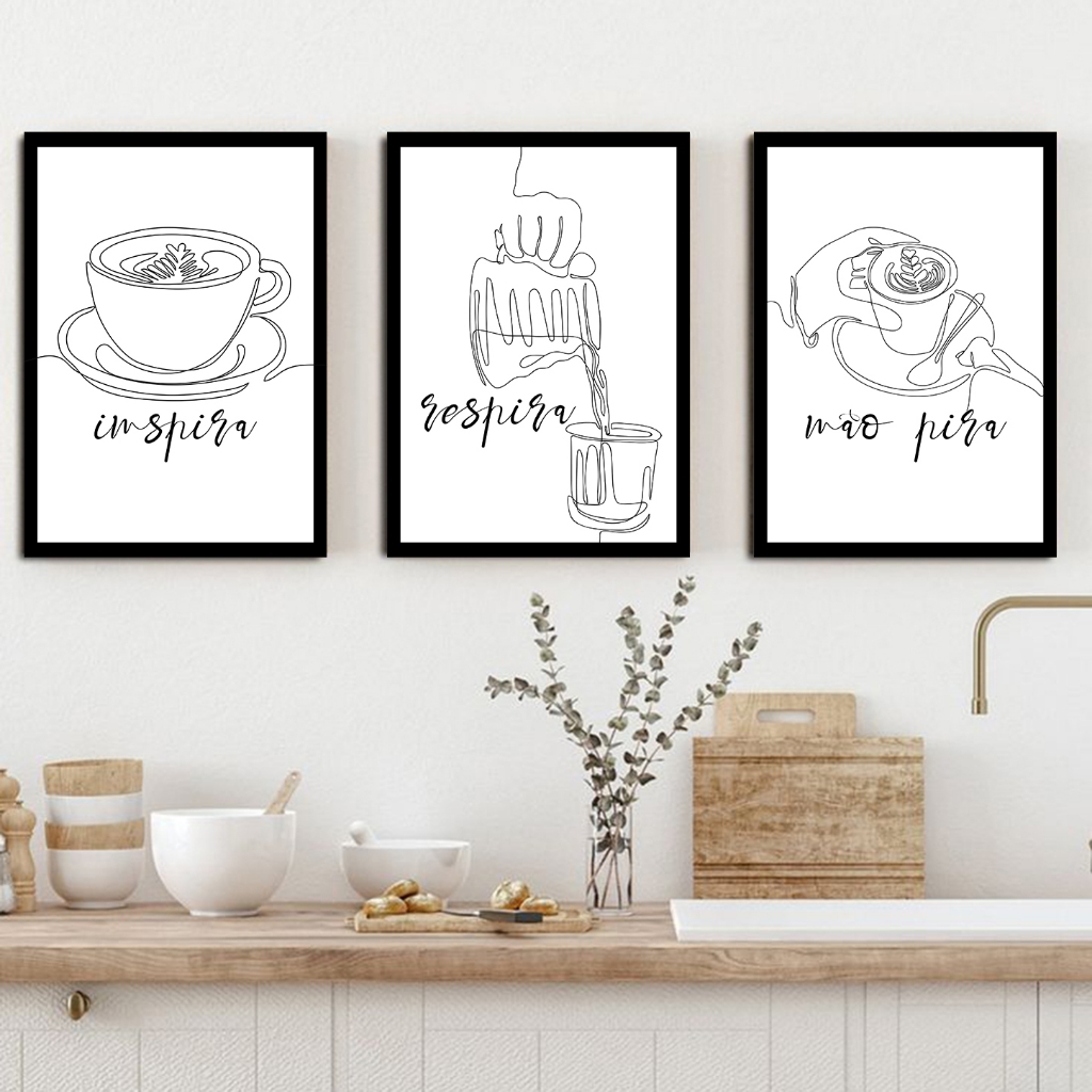 conjunto quadros preto e branco- decoração para cozinha cantinho