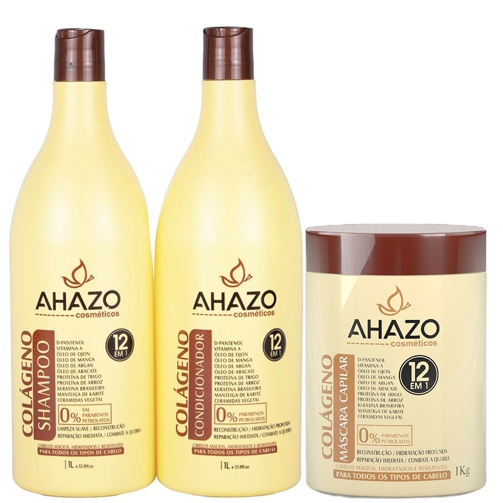 Kit de cabelo Colágeno shampoo e condicionador 1litro+ creme máscara de hidratação capilar 1kg Ahazo