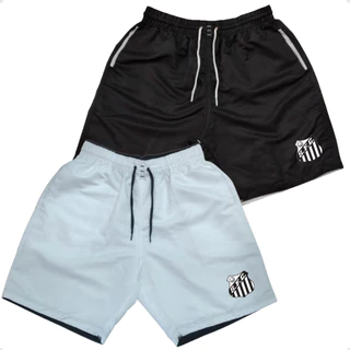 Kit 2 Shorts Masculinos Bermuda Tactel Masculina Shorts Time Calção Santos