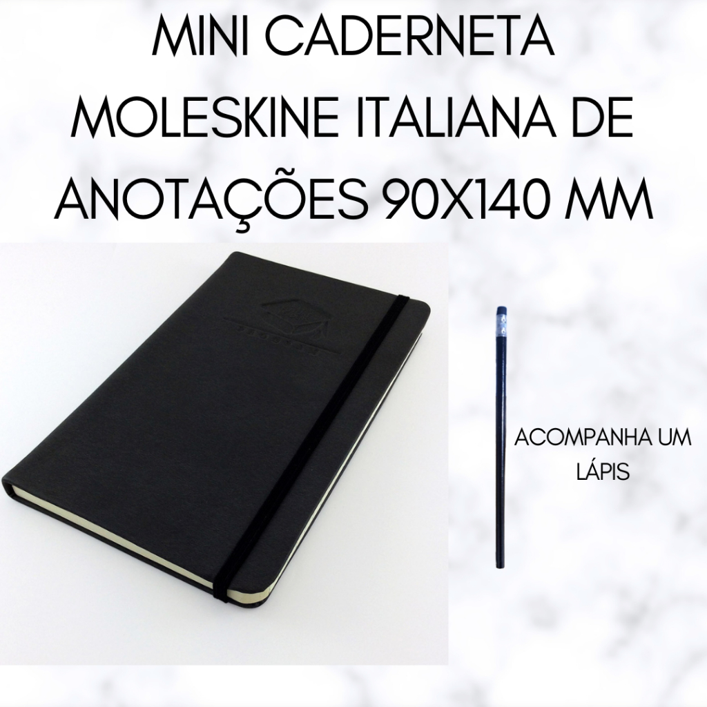 Mini caderneta Moleskine italiana de anotações 90x140 mm