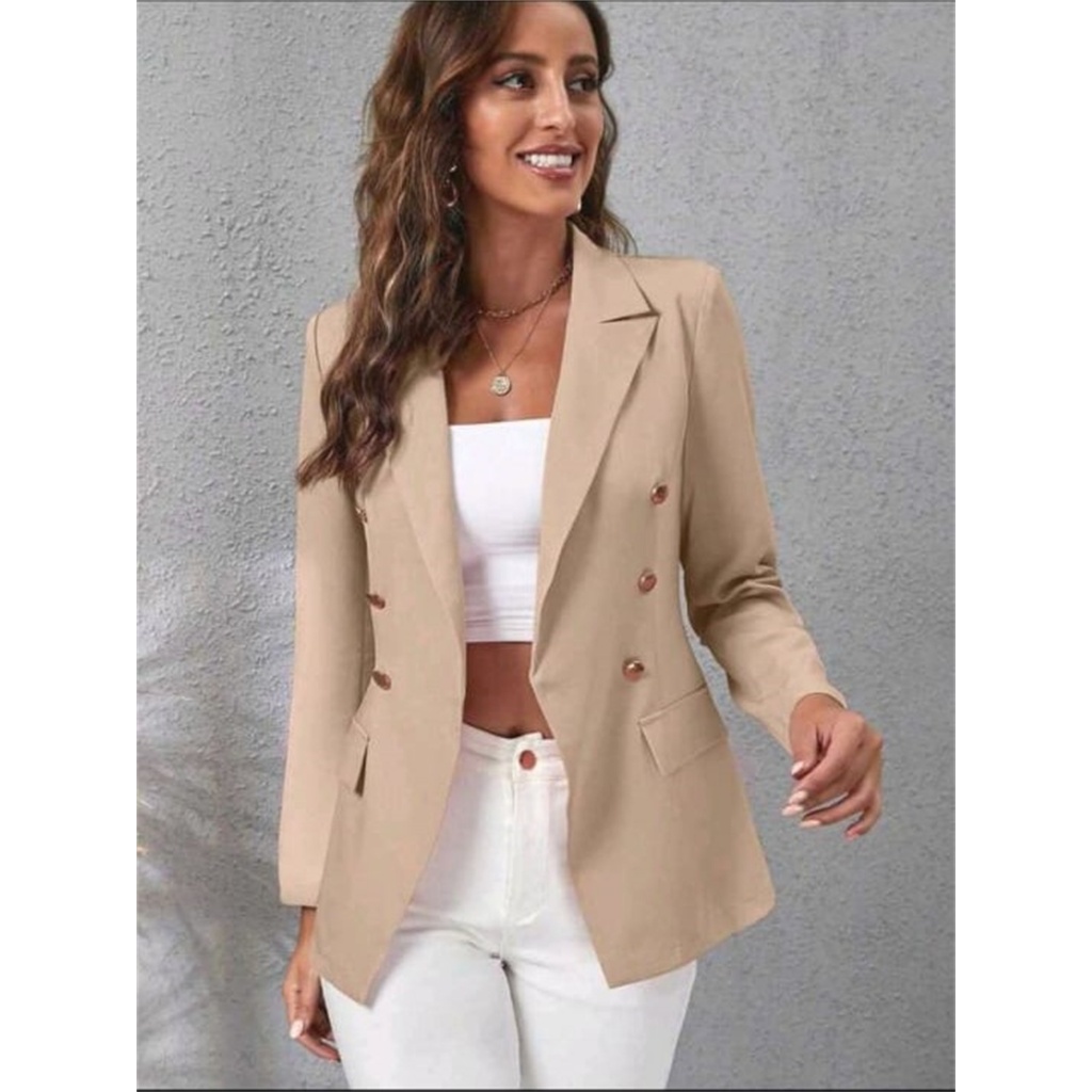 Blazer Feminina Alfaiataria casaco Social com botao Tendencias Moda