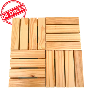 Kit 04 Deck Modular de Madeira Pinus 20x20 Multifuncional