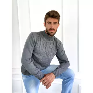Blusa de tranças masculino suéter tricot de inverno gola alta
