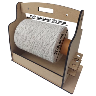 Suporte simples para rolo de barbantes com bandeja e porta agulhas