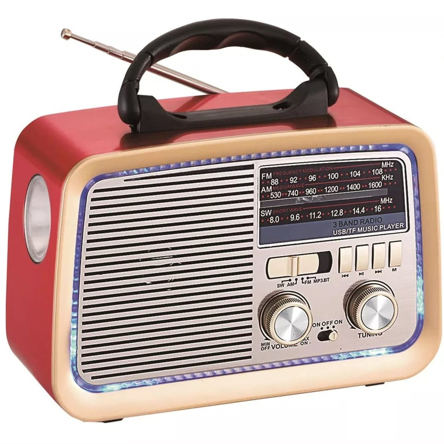 Rádio Retro Vintage Bluetooth Am Fm Usb Aux Sd Caixa de Som Recarregável Antena Analogico