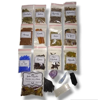 Herbário com Cristais para Bruxa Natural | Herbarium, Wicca, Ametista, selenita, salvia, artemísia