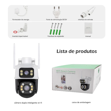 Camera Externa Ip a Prova D'água Wifi Dupla 2 Em 1 com Visao Noturna C Infravermelho