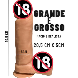 Penis Grande Grosso Macio Realista Com Ventosa e Testiculos  20,5cm X 5cm  SEX SHOP em Oferta na Shopee