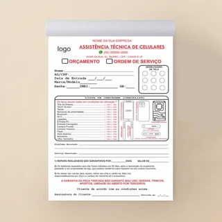 Bloco Assistência Técnica de Celulares 14cm x 20cm - 50 folhas
