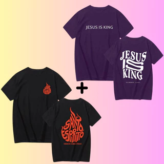 Kit 2 Camiseta Masculina Feminina Streetwear Oversized cristã - 100% Algodão