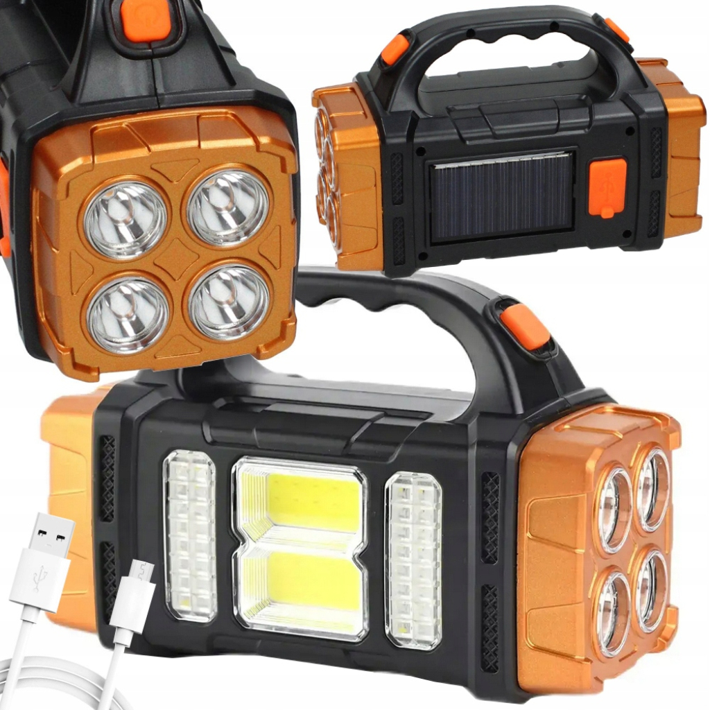 Lanterna Carregamento Solar e USB Portátil Recarregável LED