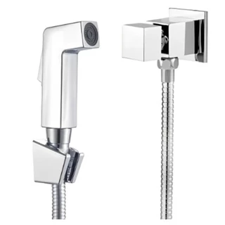 Ducha Higiênica Para Banheiro Luxo Quadrada Square Luxo Toda em Metal 1/4
