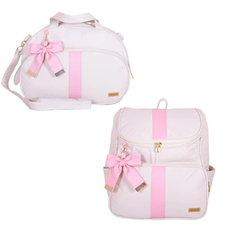 Kit Menina Mala Maternidade + Mochila Basic Off/Rosa - 02 Peças