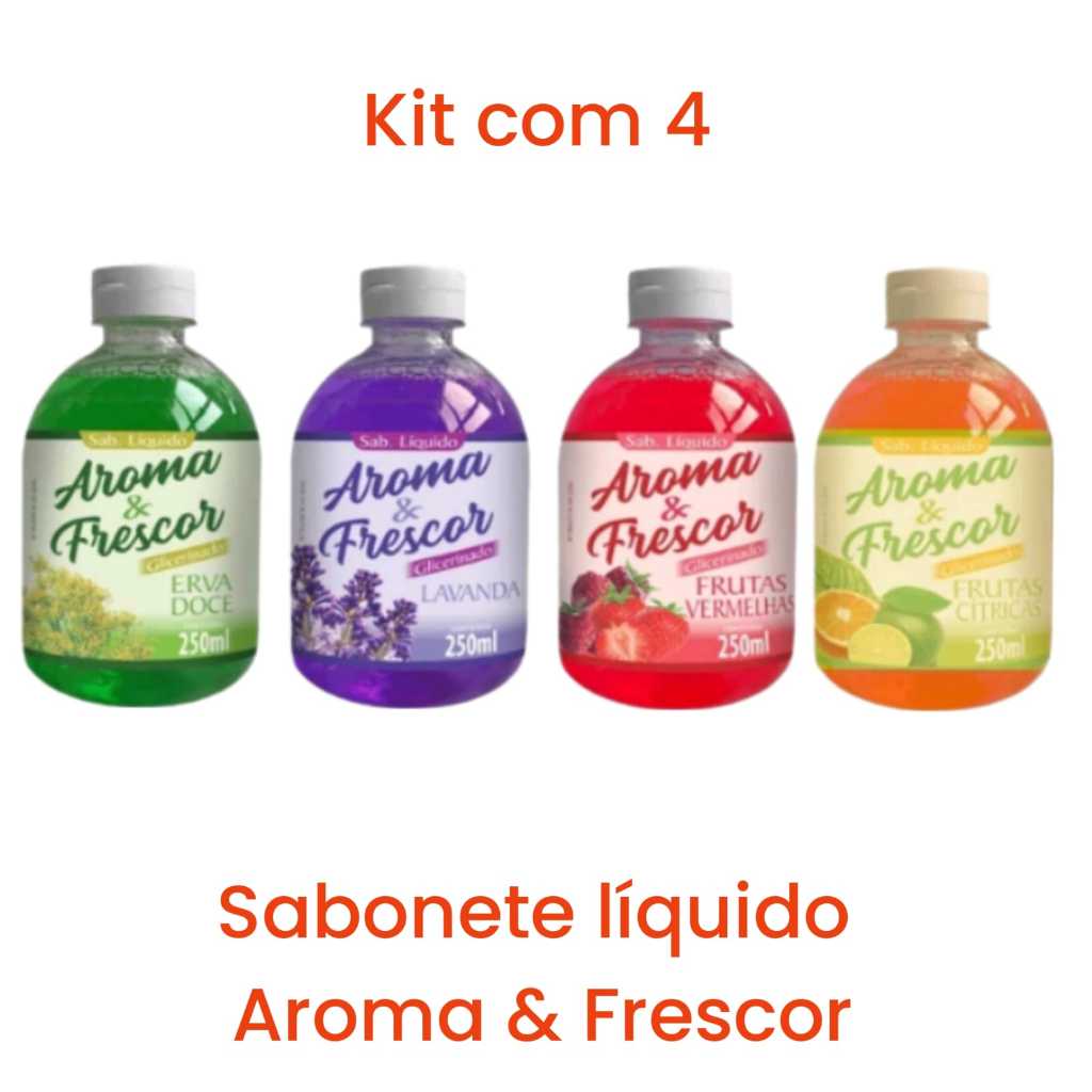 Kit 4 Sabonete Líquido Fuzetto Aroma e Frescor 250ml