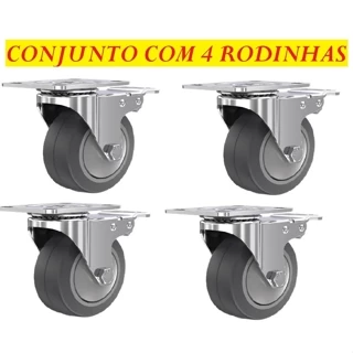 Conjunto 4 Rodinhas 8x6cm Giratórias Para Moveis Pesado Reforçado Multiúso Prático De Colocar E Fácil Multiúso Prático em Oferta na Shopee