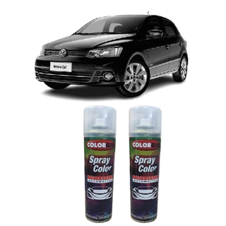 Tinta Spray Automotiva Preto Ninja Vw + Spray Verniz Brilhante 300ml
