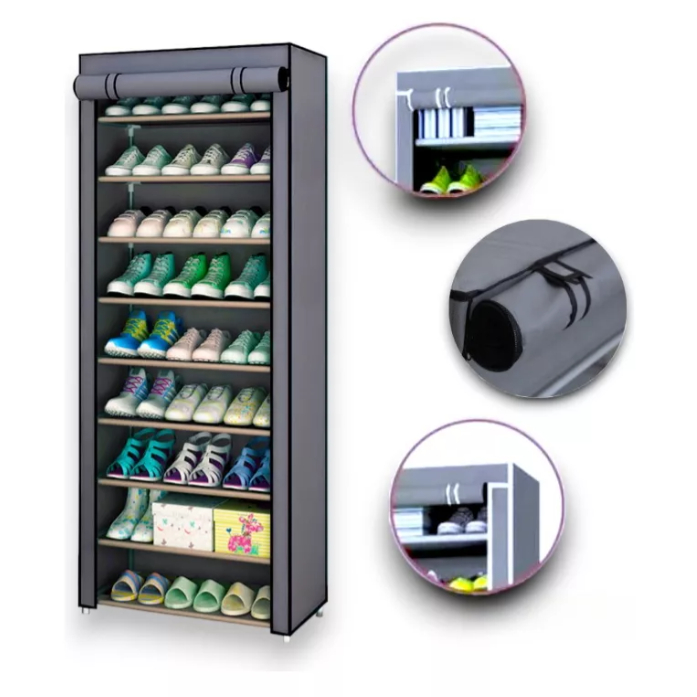 Sapateira Estocasa Armário Organizador Dobrável 9 Prateleiras 27 Pares Resistente