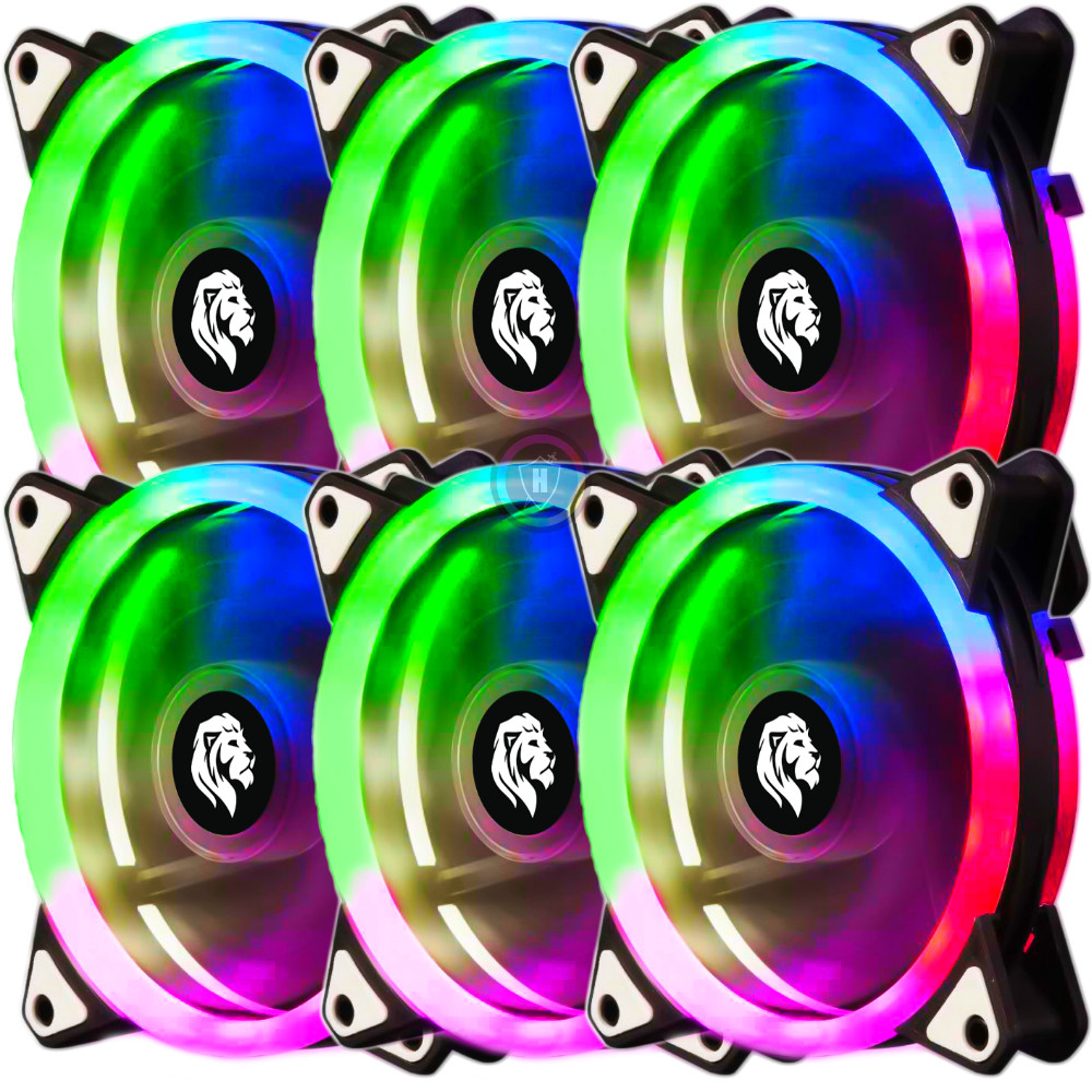 Kit 6 Cooler Fan Led RGB 120mm 12cm Cpu PC Gamer Ventoinha Várias Cores