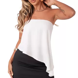 Blusa bata assimétrica tomara que caia crepe moda blogueira super tendencia roupas feminina