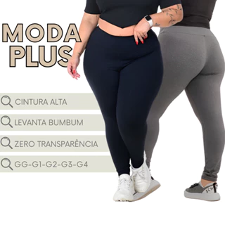 Legging Plus Size Feminina Calça Cintura Alta Zero Transparência Academia Fitness em Oferta na Shopee