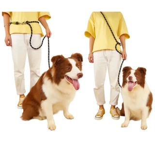 Guia de Passeio Corda Reforçada Transversal Mãos Livres 2 em 1 para Pet Cães Grande Médio e Pequeno Porte