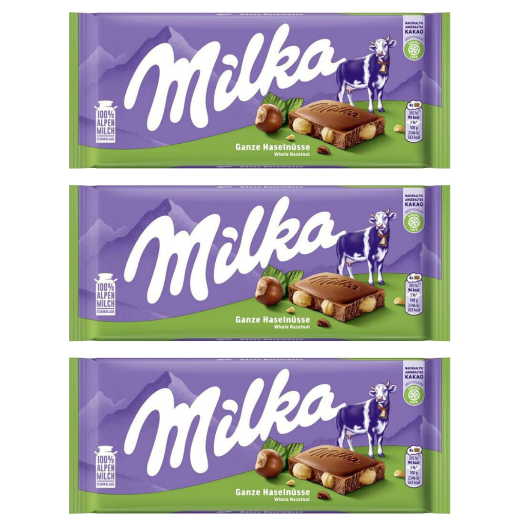 3 Milka Halzenuts Chocolate Ao Leite C/ Avela Triturada | Shopee