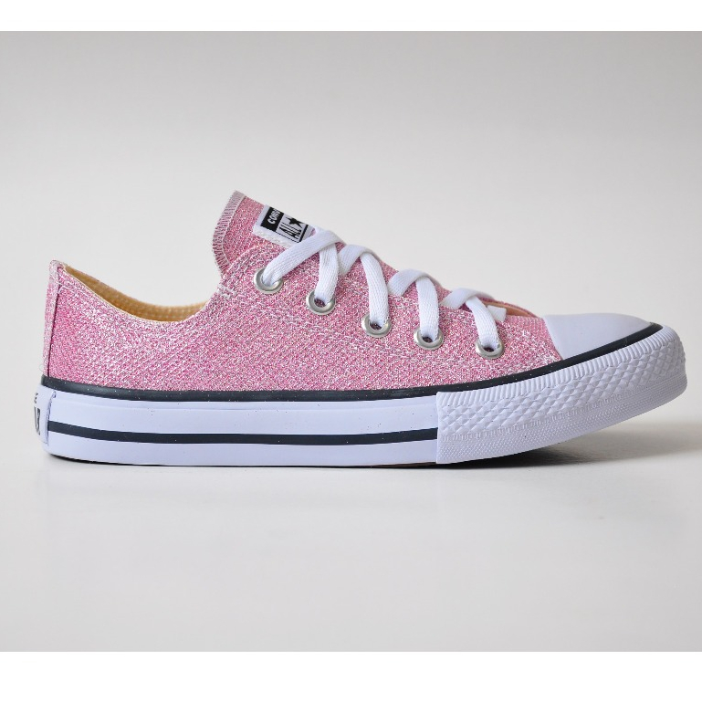 Tênis All Star Feminino Com Glitter Rosa Confortável Cano Baixo ...