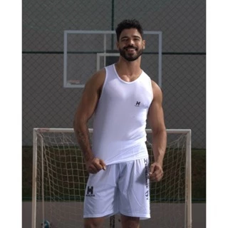 Conjunto Camiseta Regata e Short Header Calção Futebol Academia Lançamento Praia 2024 Promoção Basquete