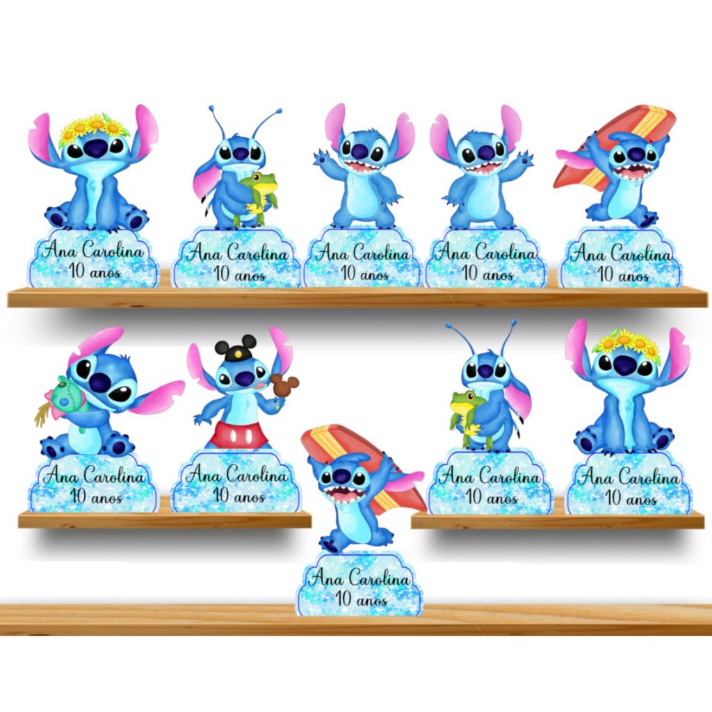 Stitch CENTRO DE MESA PERSONALIZADO COM NOME kit festa displays - envio ...