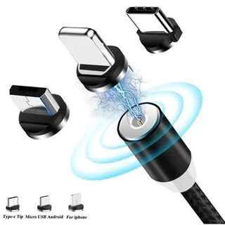 Cabo USB Magnético 3 Em 1 Carregador Para Celular Qualquer Entrada Universal iOS Android Tipo-C Micro USB