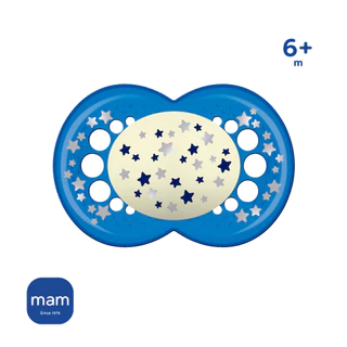 Chupeta Silicone Mam Brilha Escuro Night 6+ M Azul Meninos