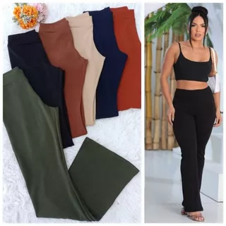 Calça Feminina Flare Básica Canelada 27