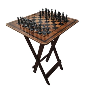Mesa De Jogos Dobrável De Madeira Xadrez E Damas