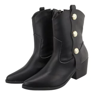 Bota Texana Feminina Cano Baixo Salto Grosso com Enfeite Lateral 24000 Napa