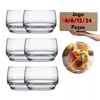 Jogo Kit 4/6/12/24 Tigelas Sobremesa 310Ml Lights Vidro Duralex Pote Bowl Bar Restaurante Buffet Mesa Posta Doces Conjunto Caixa