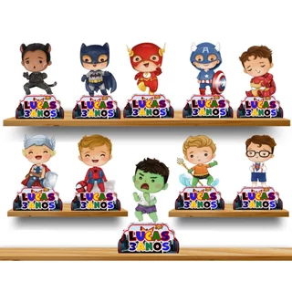 Vingadores CENTRO DE MESA PERSONALIZADO COM NOME kit festa displays - envio rapido