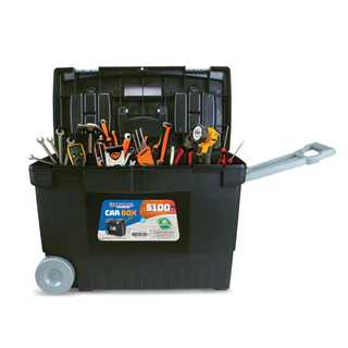 Caixa Maleta de Ferramentas Grande Car Box 5100 c/ Rodas Alça Puxador