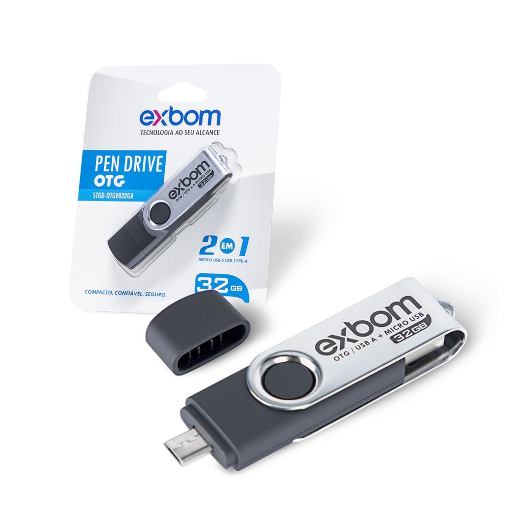 Pen drive 2 em 1 32gb de alta velocidade com entrada USB e micro USB STGD-OTGV832GA EXBOM