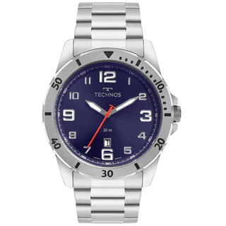 Relógio Technos Masculino Analógico Prata Militar Calendário Original À Prova D