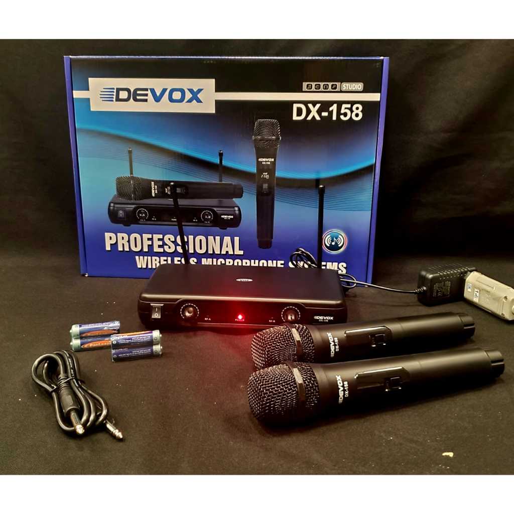Microfone S/Fio Duplo (2 Bastões) Profissional Devox DX-158