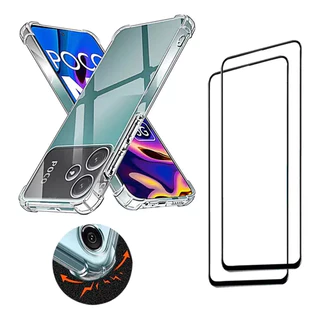 Capa Anti Shock Para Poco M6 Pro 5g + 2 Películas 3d Vidro