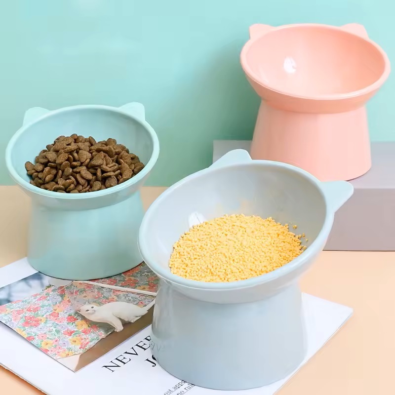 Comedouro alto elevado para Gatos Tigela Suporte Pet Postura correta