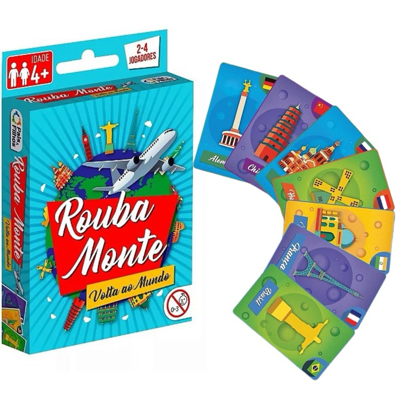 Jogo de Cartas Rouba Monte Volta ao mundo Baralho Jogo Cartas Países ...